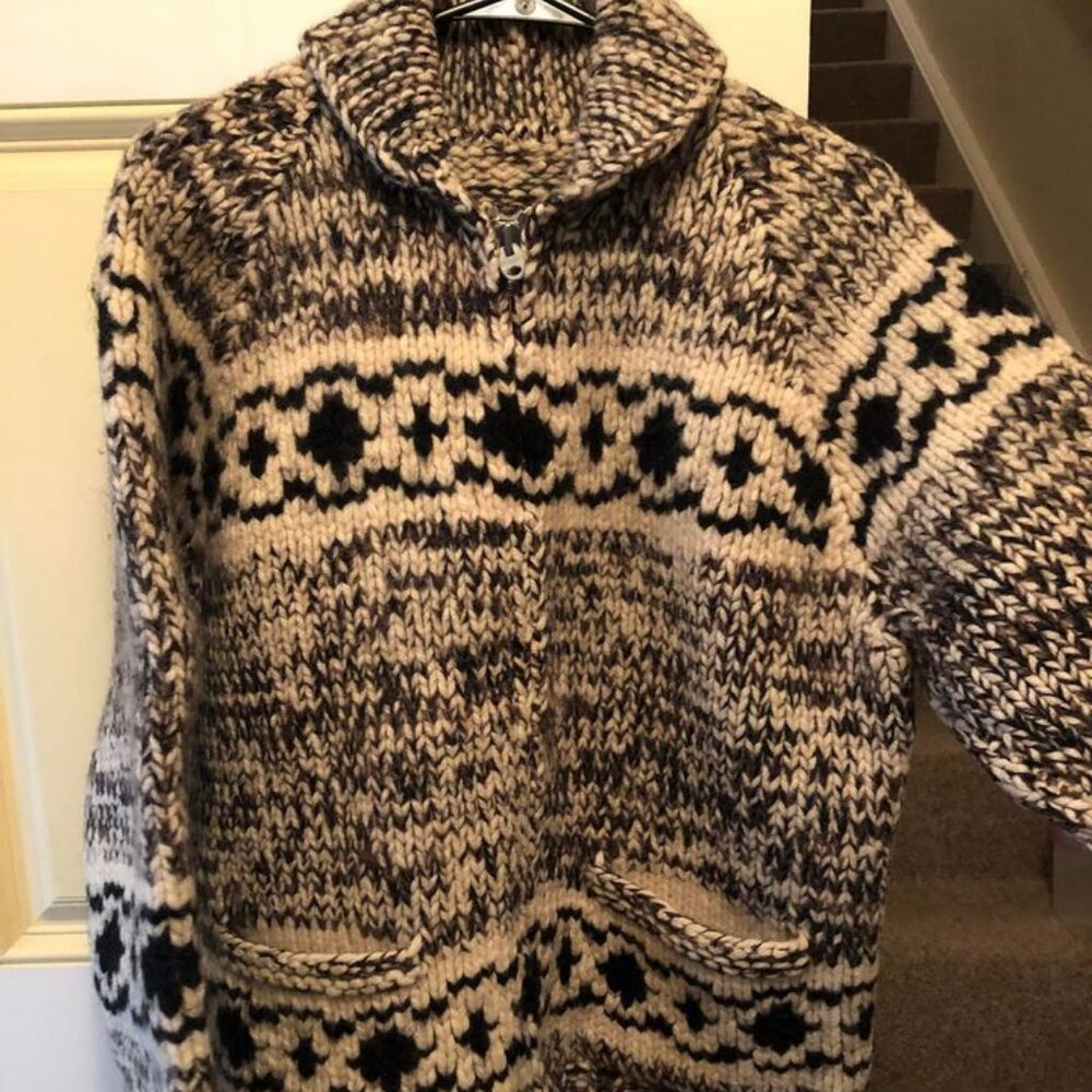 Like new handknit Cowichan sweater. Brown/tan. Small-medium.